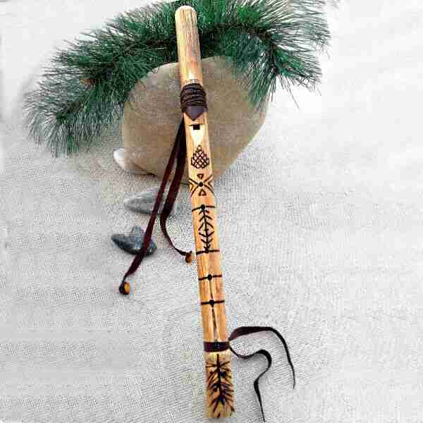 Flauto-Siyotanka-Vischio-Homemade-Nativo-Sciamanico-Pentagonale-Con-Custodia-5