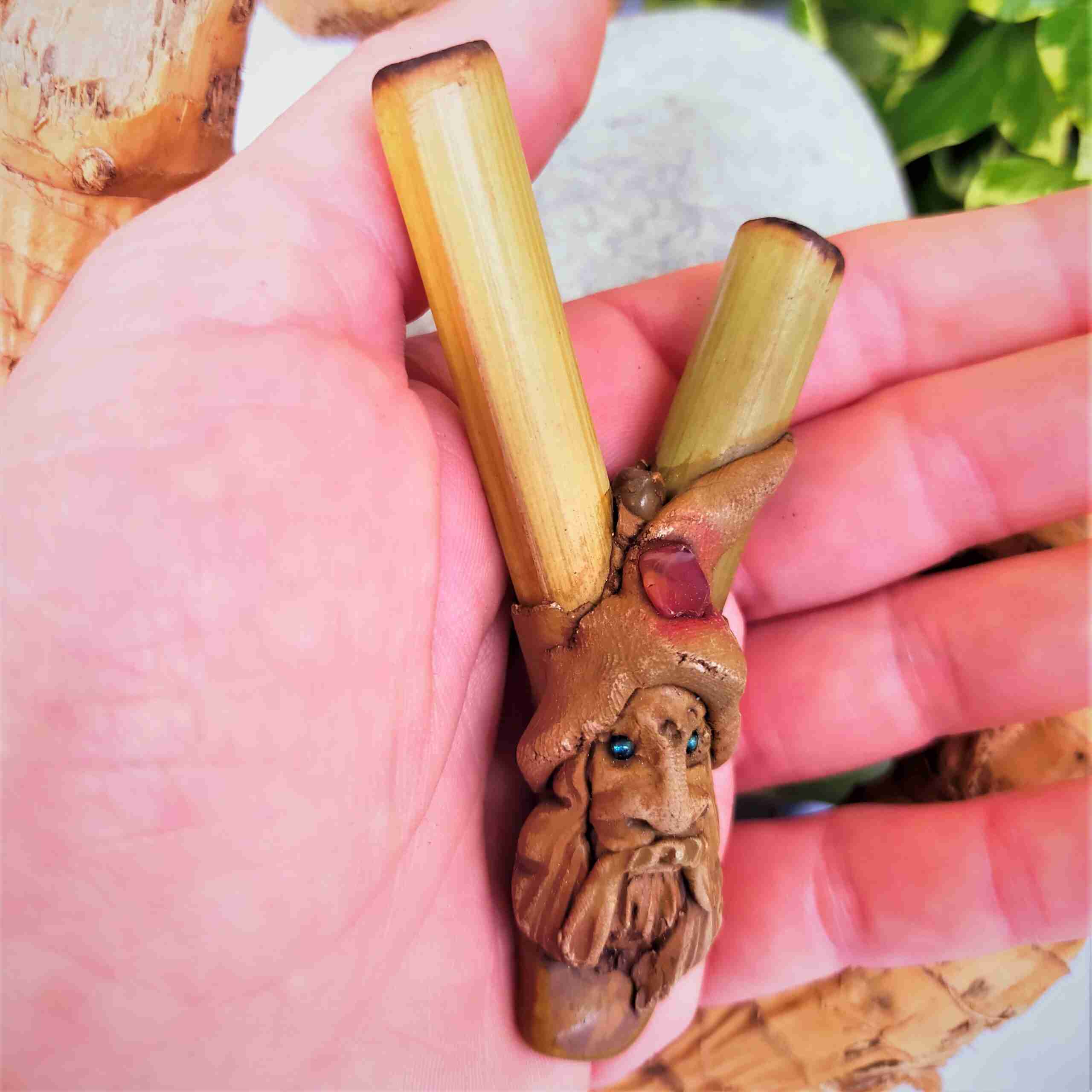 Kuripe Bambu Totem Mago Folletto Amuleto Pietre potenti
